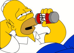 Homer Simpson bebiendo cerveza duff