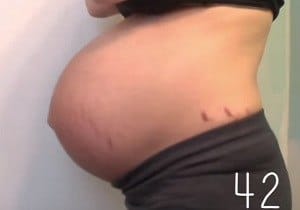 barriga de mujer embarazada de 42 semanas