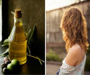 aceite de oliva en pelo de mujer